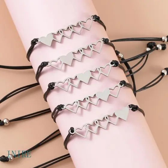 IRE 5 Pcs Sister Melhor Amiga Pulseira Amizade Matching Heart Long Distance Para Femininas Criativas