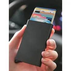 carteira masculina com ziper carteira masculina Metal automático Pop-up titular do cartão das mulheres dos homens titula