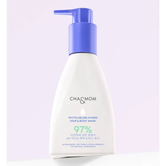 CHA & MOM Phyto Seline Hydro Hair Body Wash 300g Limpador Suave Hidratante Lavagem Corporal Shampoo Cuidados Diários