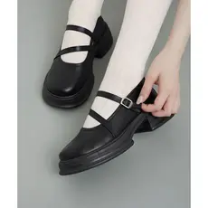 Chaakan Chenny Plataforma Mary Jane Mocassins 5cm Altura Boost Strap Sapatos Sola Robusta Couro PU Preto/Marrom Mulheres