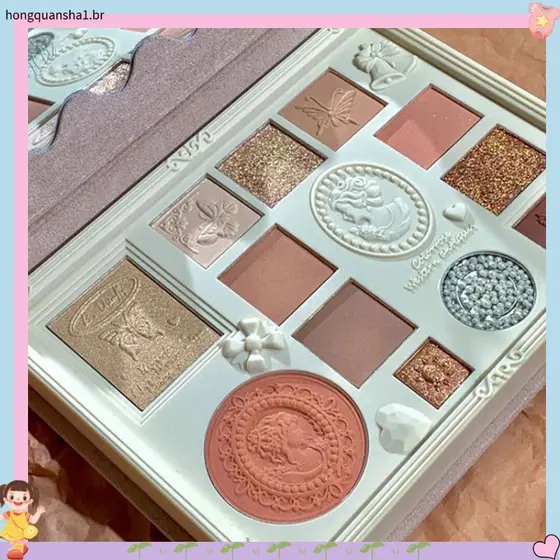 Paleta de sombras Universal 12 cores paleta de sombras de renda acessível estudante em relevo Blush leite chá alto brilh