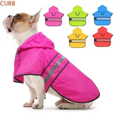 Capa De Chuva Para Cachorro CURB , Com Capuz À Prova De Vento De Alta Visibilidade , Jaqueta Animais De Estimação Faixa