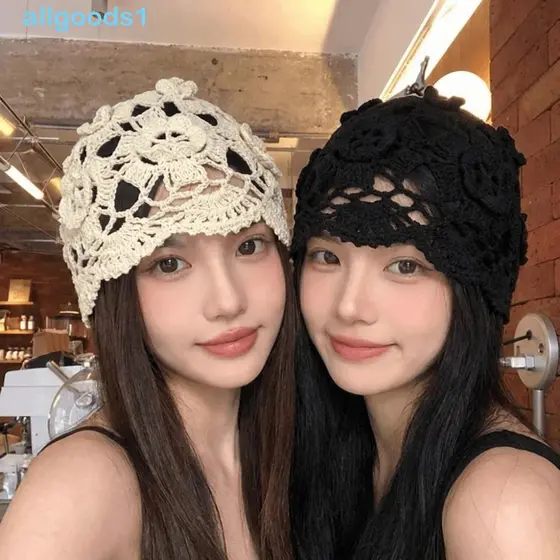 Chapéu De Malha De Flor De Crochê ALLGOODS , Gorro Vazado Estilo Boêmio Feito À Mão , Boné Tecido Coreano