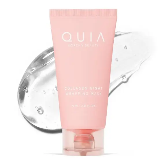 Máscara Facial de Colágeno QUIA 75ml - Aparência 92% Mais Firme - Máscara Noturna para Pele de Vidro - Cuidados com a Pe