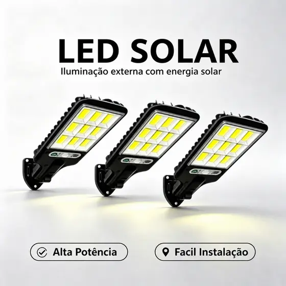 Luminária Solar de Parede 108 COB com Sensor de Movimento LED Luz Branco frio Prova D'Água Sensor Presença 3 funções