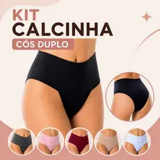Kit Calcinha Cós Duplo Modeladora Segura Barriga Cintura Alta Lateral Larga Redutora de Culote Alta Sustentação Suplex