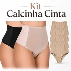 Kit Calcinha Cinta Pós Parto Cintura Alta de Compressão Modeladora Segura Barriga Moda Intima