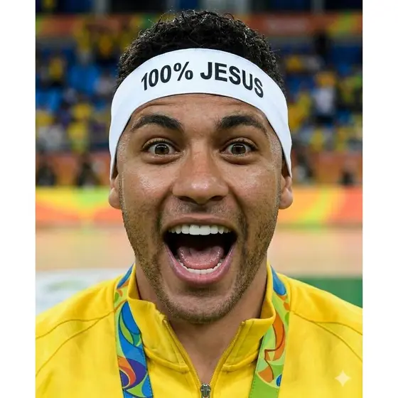 Tiara 100% Jesus Menino Ney Faixa de Cabelo Torcedor Brasil Copa do Mundo Tecido Leve Respirável Bio Elástico Headband