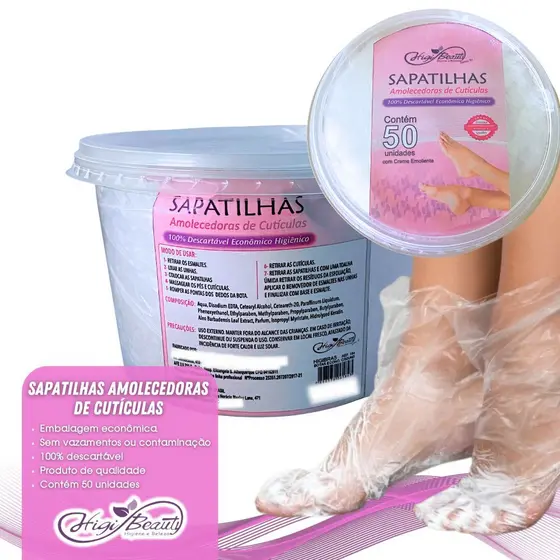 Sapatilha Economica com Creme Emoliente – Pote com 50 Unidades - Higibeauty
