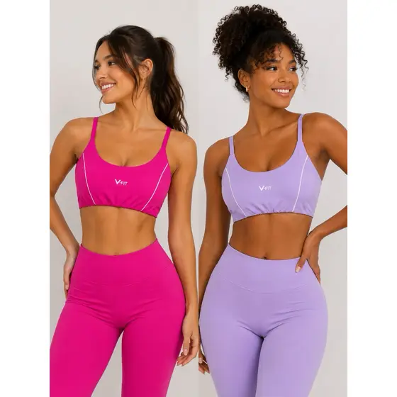 KIT 2 Top Slim Academia Forro Duplo Poliamida Premium Alça Regulável Academia Alta Sustentação Bojo Removível P M G