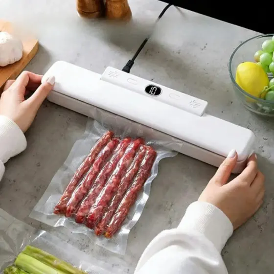 Seladora a Vácuo Digital Branca para Alimentos Conserva Frescor com Bolsa