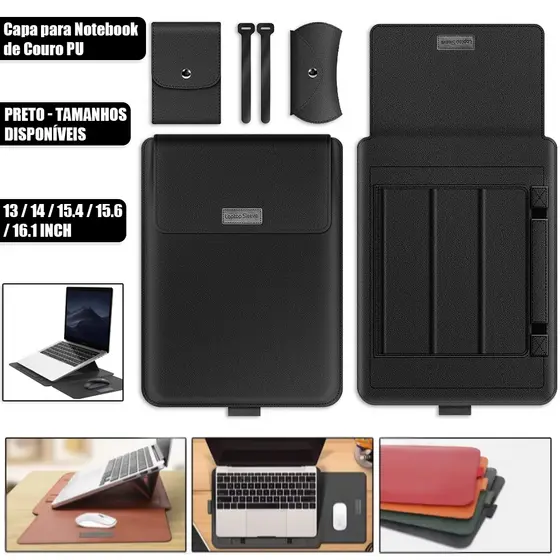 Case Capa Notebook Air M1 / M2 Notebook Multifuncional Macbook Em Couro 4 Em 1, 13-14 Pol Base