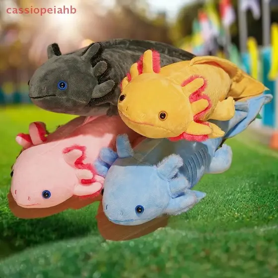 (cassiopeiahb) 1 Peça De Pelúcia Fofa Axolotl Salamandra Fuzzy Peixe Apaziguador Almofada Longa 23/45cm Kawaii Colorido