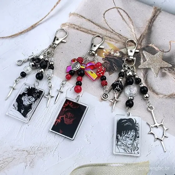 Anime Choso Chaveiros Espiral Estrela Cruz Frisado Chaveiro Encantos Estético Bolsa Pingente Chave Natal Cosplay Present