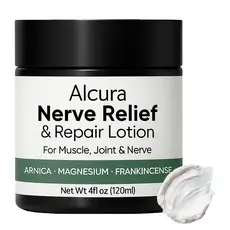 Creme Nervoso Alcura, Loção Revitalizante para Neuropatia com Arnica e Magnésio para Joelho, Lombar, Pescoço, Mãos e Pés