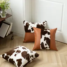 Capa de almofada de pelúcia em formato de vaca, almofada para carro, almofada para sofá, capa de almofada para sala de e