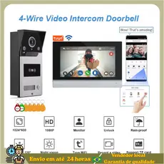 4 fios ahd wifi vídeo porta telefone 1080p vídeo porteiro toque chave app/rfid desbloquear kits de campainha inteligente