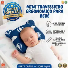 Travesseiro Almofada Anatômico Modelador Bebê Tecido Estampado 100% Algodão