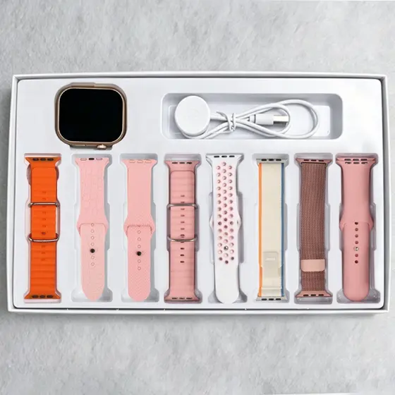 Relógio Smartwatch 8 braceletes W29S Série 9 Ilha Dinâmica 45mm/49mm/Chamadas Bluetooth/Mini 1.72 Polegadas
