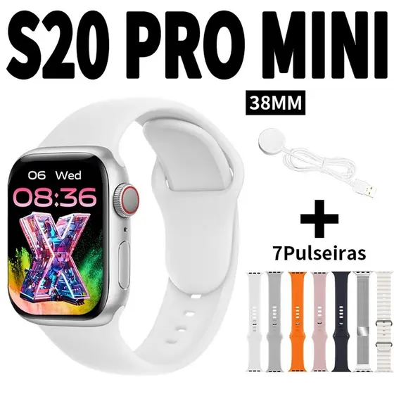 【Sete pulseiras】 Smartwatch S20 PRO MINI Watch Pro Série 10 Bluetooth Relógio inteligente Cardíaca Monitoramento