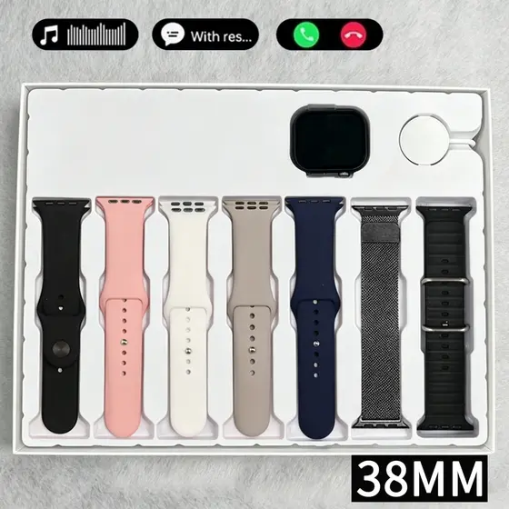 Nova versão 7 em 1 S100 mini 38mm Full Touch Sport para monitoramento de saúde e exercícios