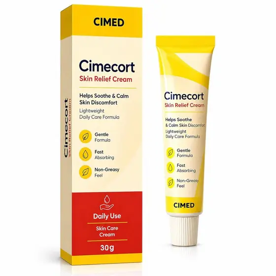 Creme Cimecort para Cuidados Diários, Creme Hidratante Suave para Rosto e Corpo, Fórmula de Rápida Absorção e Não Oleosa
