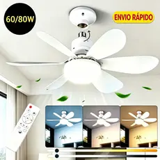 Ventilador De Teto 80W/60W 6 PAS Wind Light Silent Ponente Controle Remoto Lâmpada Led Silenciosa