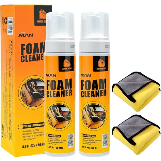 Limpador de carros NUAN2PCSC, limpador de interiores de carros com aroma de limão, remove manchas de forma segura e rápi