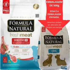 Ração 500g Sabor CORDEIRO (Sensitive) Fórmula Natural Fresh Meat Sensitive Cães portes Mini/Pequeno