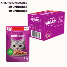KIT 10 / 20 UNIDADES Sache Whiskas Sabor CARNE / FRANGO 85gr