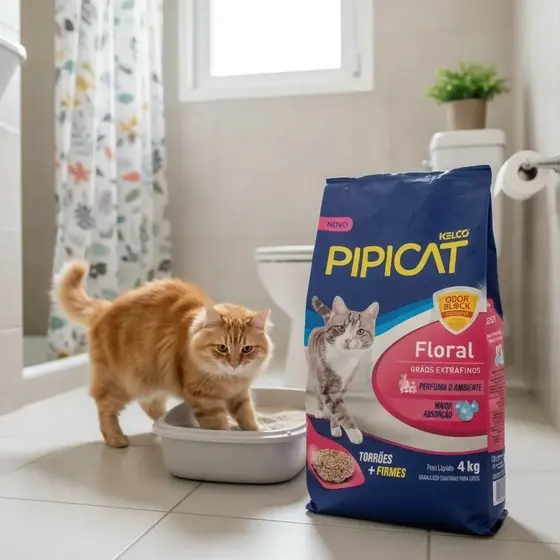 Areia para Gatos Pipicat Floral - 4kg