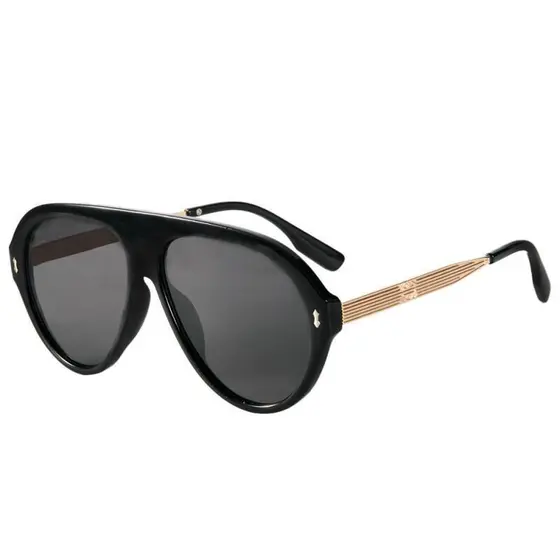 Óculos de Sol Femininos Estilo Piloto, Novos Óculos de Sol Punk Oversized, Óculos de Sol de Metal Modernos para Rua com