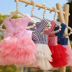 Vestido de malha para cachorro de estimação de verão, saia, aniversário de casamento, suprimentos de fantasia