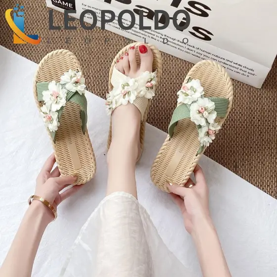 Sandálias À Beira-Mar LEOPOLDO , Chinelos Planos De Flores Para Férias Impermeáveis Antiderrapantes Praia De