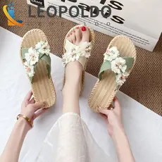 Sandálias À Beira-Mar LEOPOLDO , Chinelos Planos De Flores Para Férias Impermeáveis Antiderrapantes Praia De