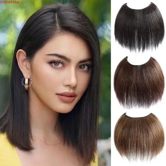 Extensão Reta Curta JUNYUE , Meia Peruca Sintética Fofa Em Forma De U , Almofadas De Cabelo Falsas Marrons Naturais