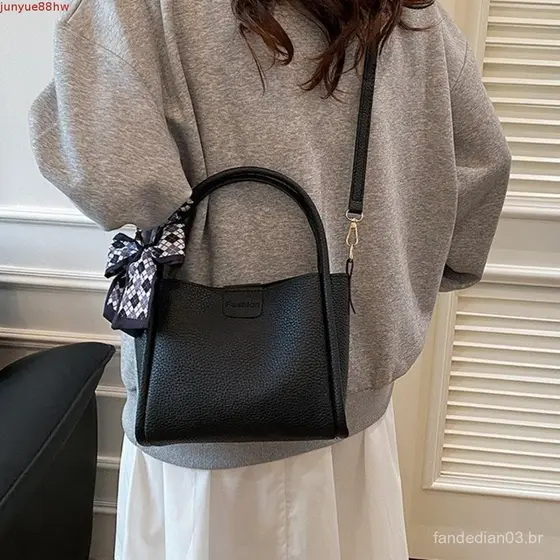 Bolsa Balde De Couro Pu JUNYUE , Com Crossbody Minimalista De Fita , Feminina Versátil Estilo Coreano