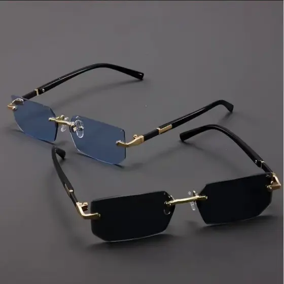 Óculos De Sol Modernos Com Armação Quadrada Sem Aro Y2K , Estilo Rua De Personalidade Da Moda Para Homens E Mulheres
