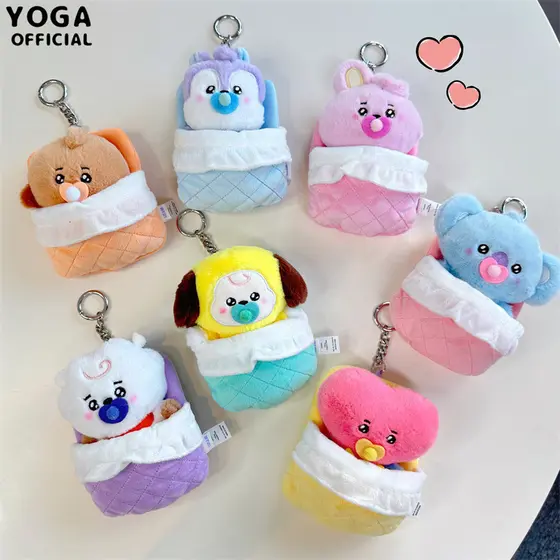 Kawaii KPOP BT21 Saco De Dormir Série Boneca De Pelúcia Tata Rj Chimmy Cooky Mang Koya Porta-Chaves Fofo Pingente Presen