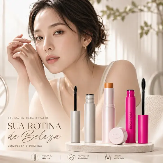 Kit Boca Rosa Beauty Base em Bastão + Sobrancelhas Alta Cobertura