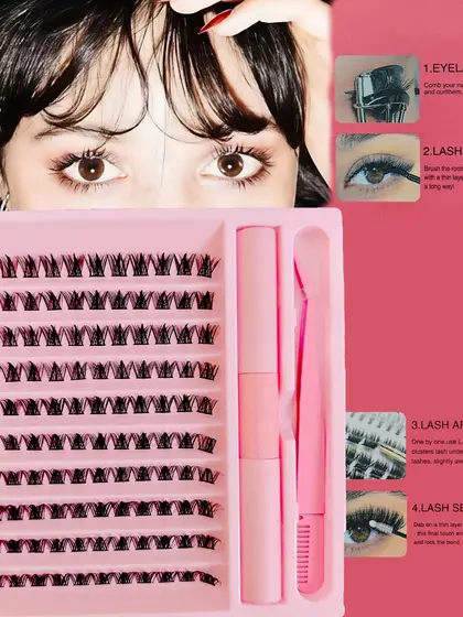 120 Pacotes Cílios Postiços Individuais 30D Efeito Vison Cluster Volume para Extensão DIY Reutilizável e Natural