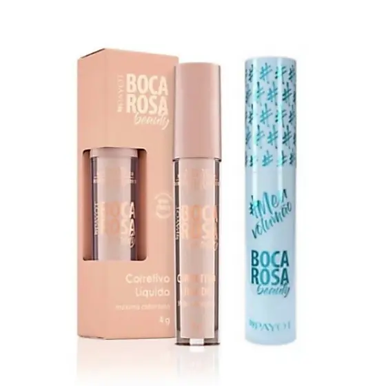 Kit Boca Rosa Corretivo + Máscara de Cílios Longa Duração