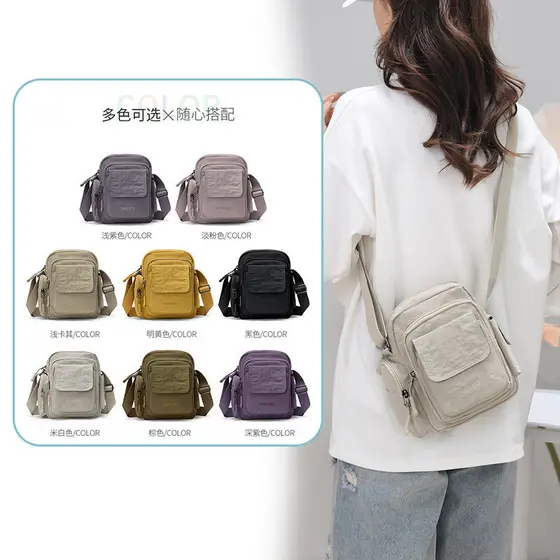 Simples Casual senhoras bolsa de ombro grande capacidade Multi-zíper pequeno quadrado saco leve All-Match ombro bagunça