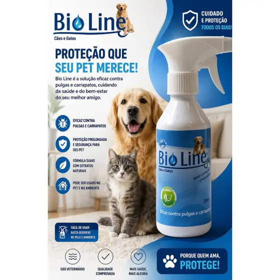 Bioline Plus Contra Pulgas E Carrapatos 200ml Spray