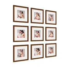 kit 10 quadros decorativo moldura 30x30 foto 15x15cm com paspatur moldura amadeirado decoração elegante