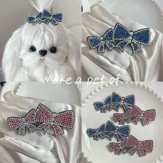 2025 novo estilo cão grampo de cabelo sapo clipe maltês acessórios para o cabelo Pet grampo de cabelo arco cheio diamant