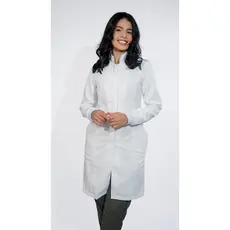 Jaleco Feminino gola padre, Oxford, botão embutido, com punho, estudante dentista