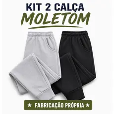 KIT 2 Calça Moletom Peluciada Masculina Inverno Quente Confortável com Bolso e Cordão Ajustável
