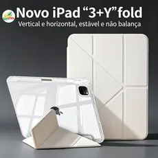 Capa para iPad Transparente Tri-Fold com Suporte Dobrável Anti-Impacto para iPad Air Pro 10 10.2 10.9/11