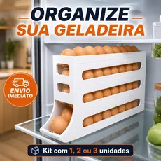 Kit 1, 2 ou 3 Porta Ovos Deslizante Organizador Geladeira 4 Andares Até 30 Ovos Suporte bandeija